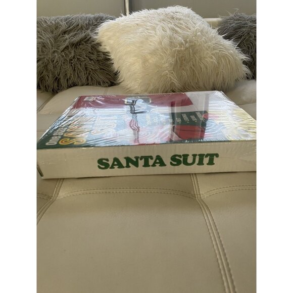One Size Fits All Santa Suit Costume Jacket Trousers Hat Belt Beard Eyebrows - Picture 9 of 15